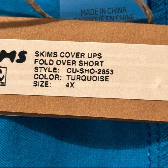 SKIMS Cover Ups Fold Over Short Bottoms Turquoise Women’s Size 4X CU-SHO-2853 - Picture 5 of 6